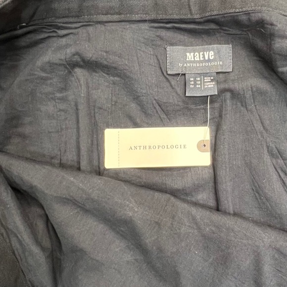 Maeve Anthropologie Black White Leaf Embroidered Pencil Skirt Size 12 NWT - Picture 3 of 10